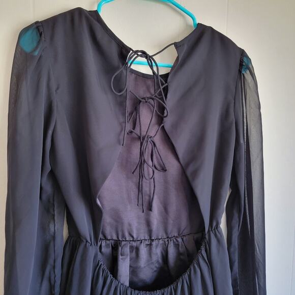 Lovers + Friends Allister Long Sleeve Open Lace Up Back Mini Dress - Picture 4 of 6